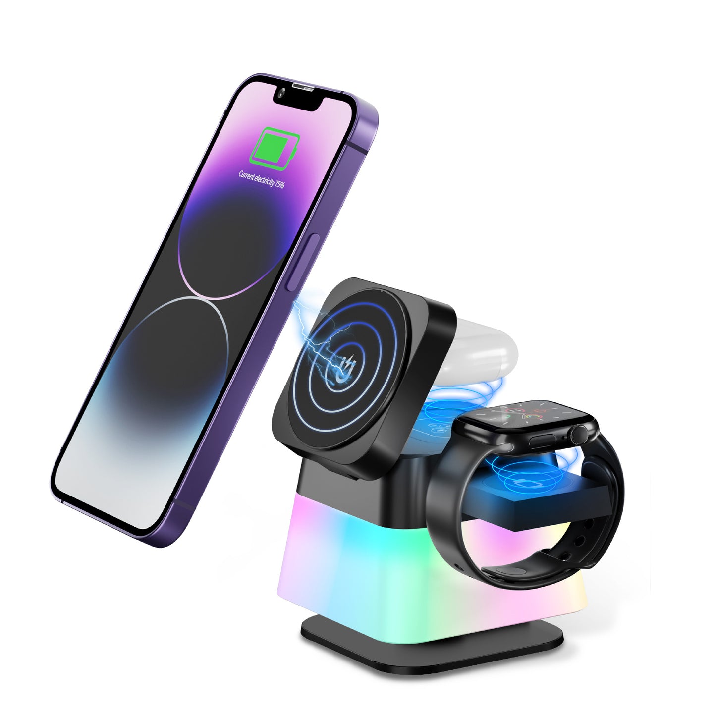 4 in 1 Rotating Stand with Colorful Lighting