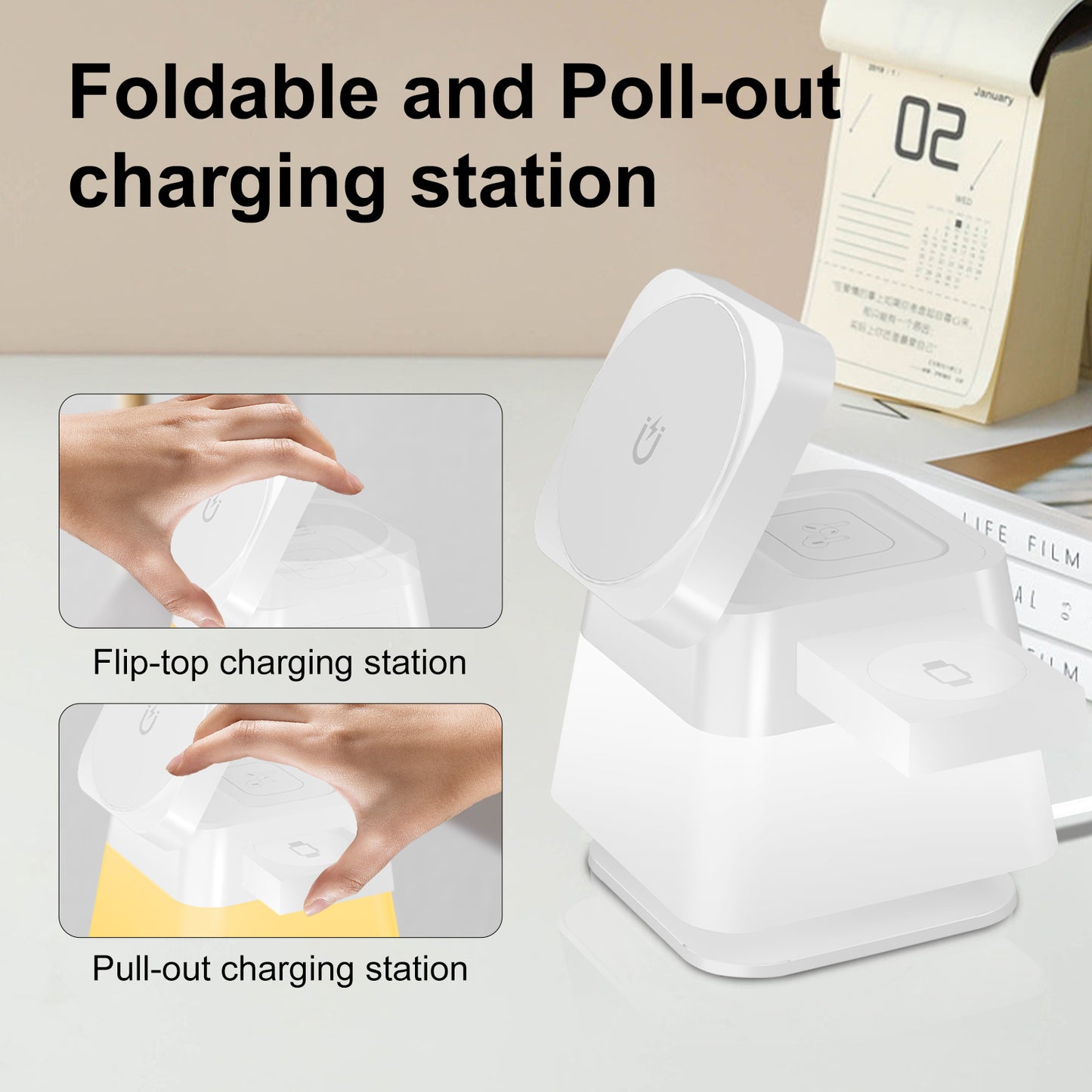 4 in 1 Rotating Stand with Colorful Lighting