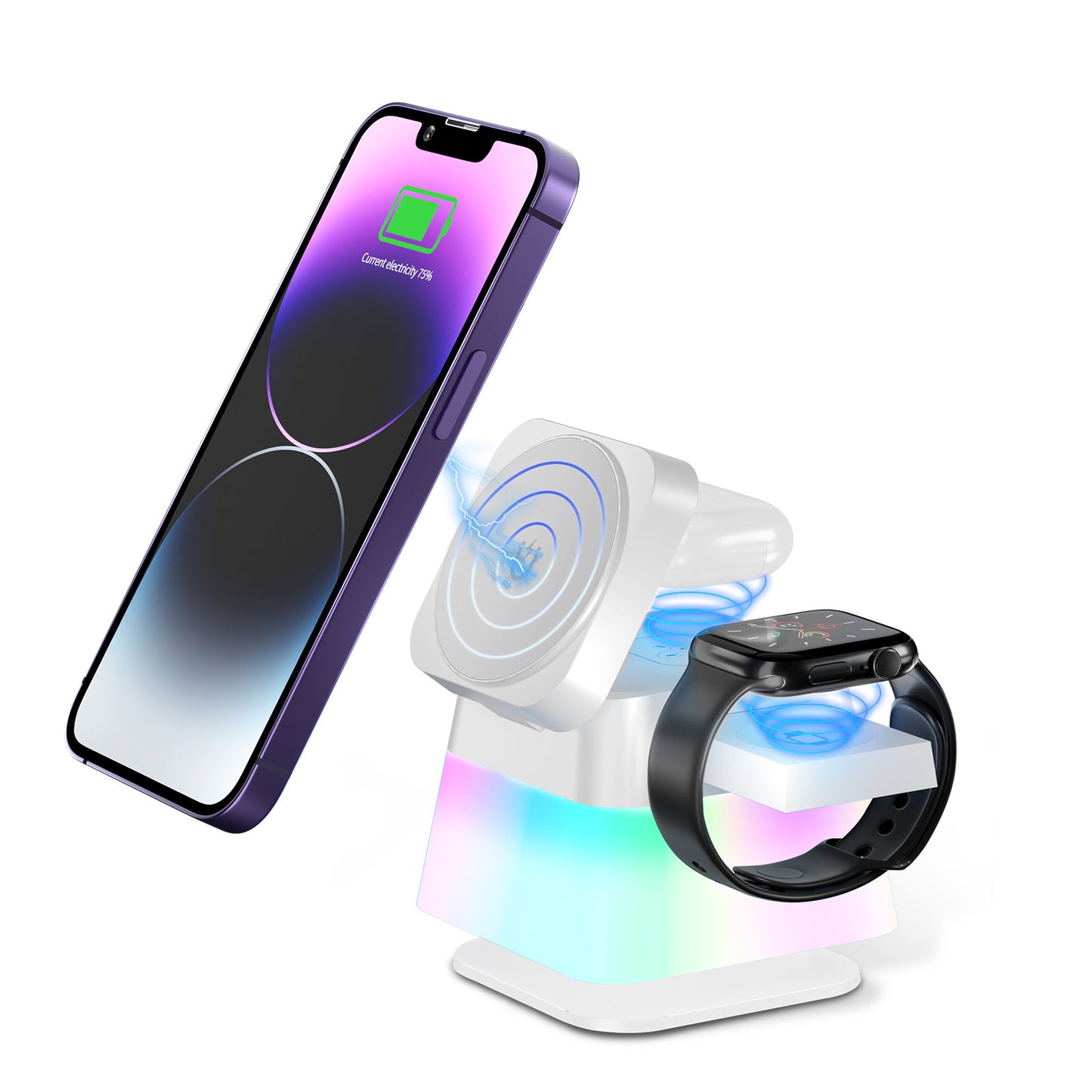 4 in 1 Rotating Stand with Colorful Lighting