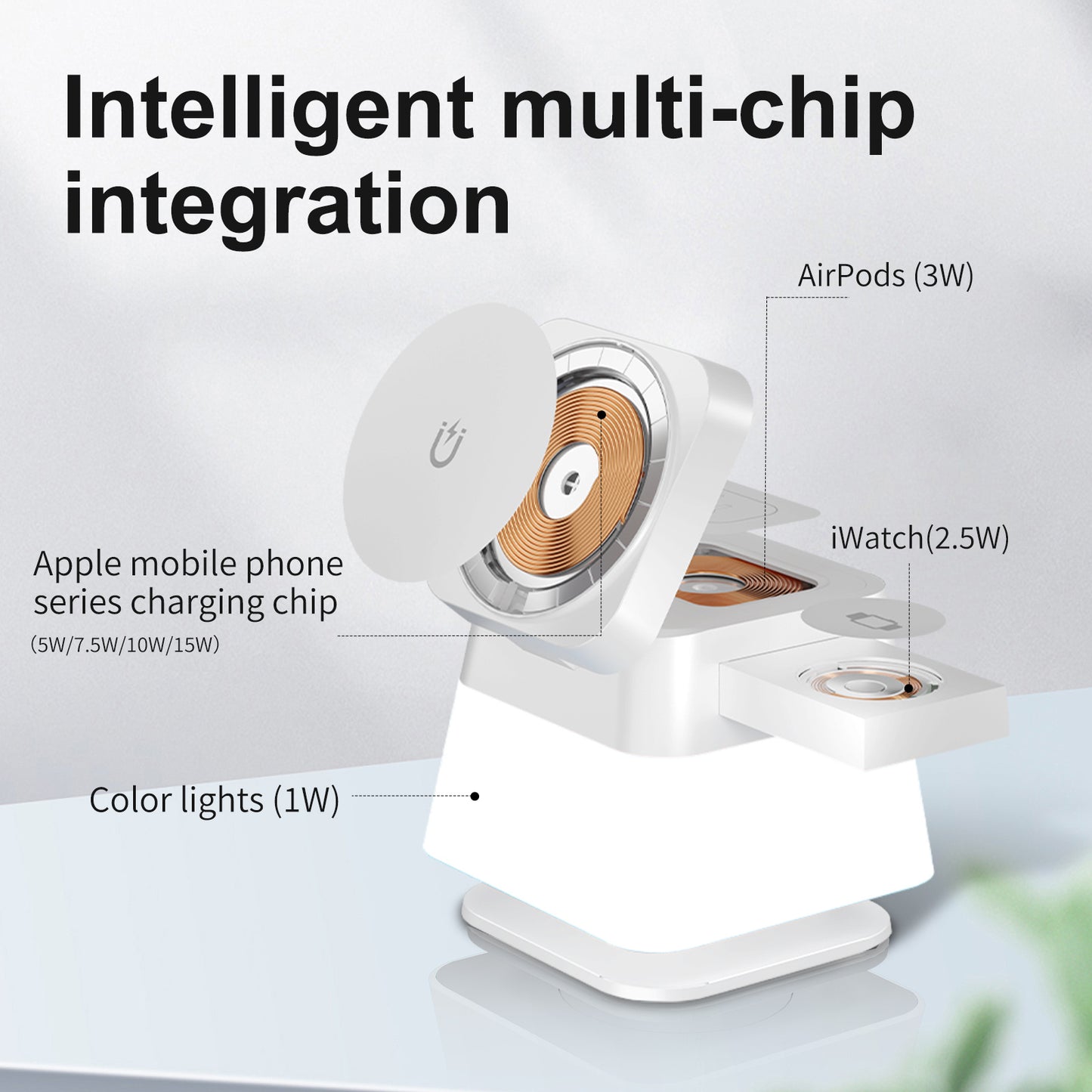 4 in 1 Rotating Stand with Colorful Lighting